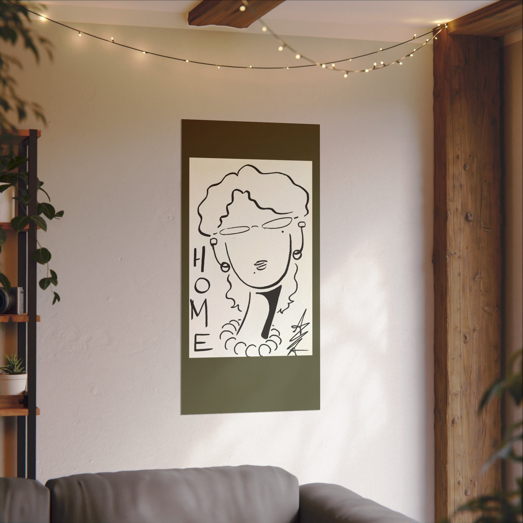 Original artwork, (The Framed Lady)collection, Textured Watercolor Matte Posters