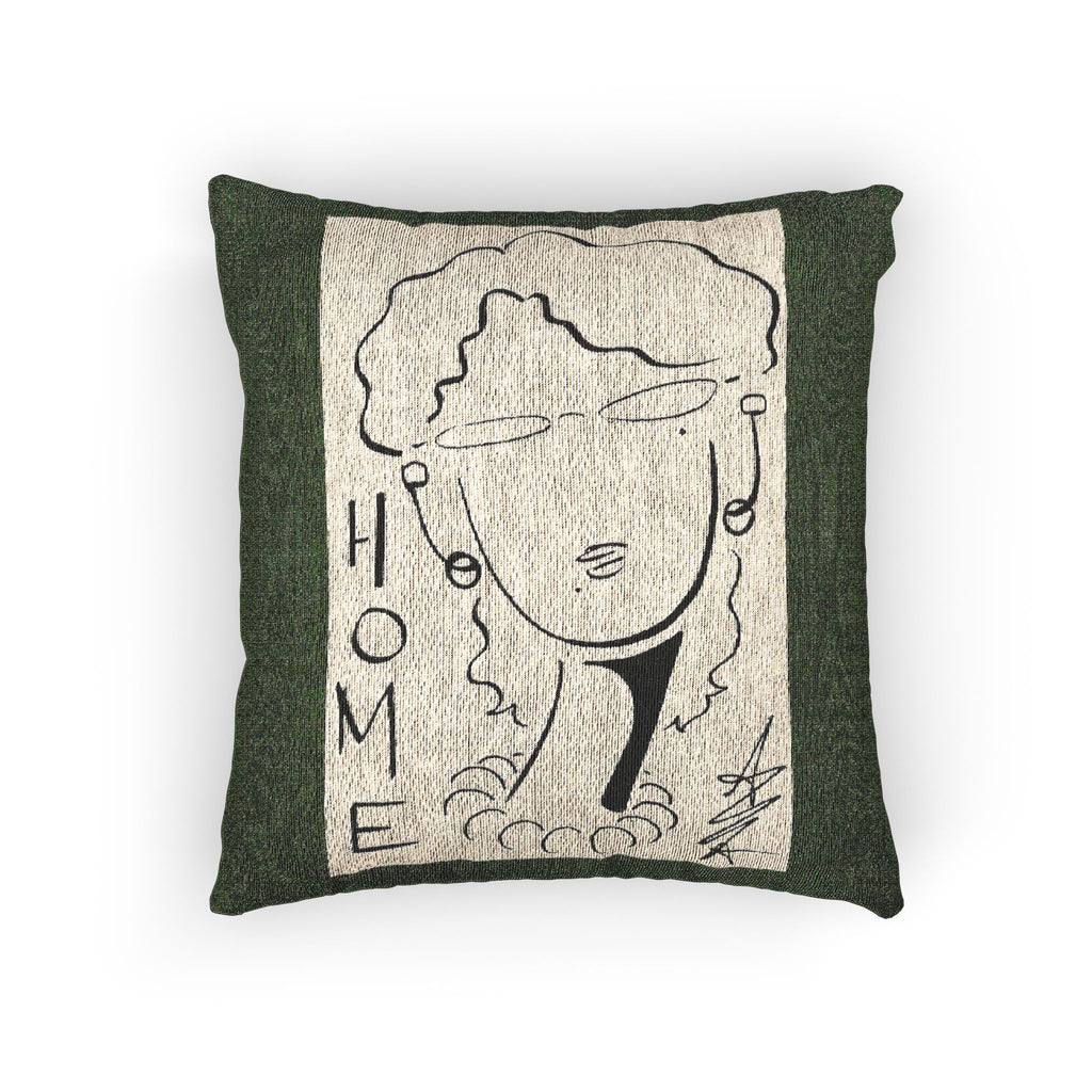 Original design, (The Framed Lady) series print on a Woven Pillow