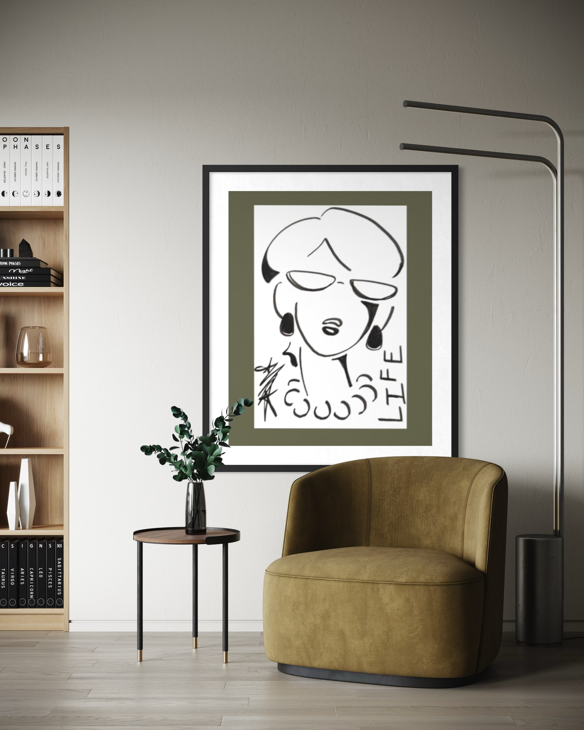 Original artwork, (The framed lady) series(Unframed)Indoor and Outdoor Silk Posters