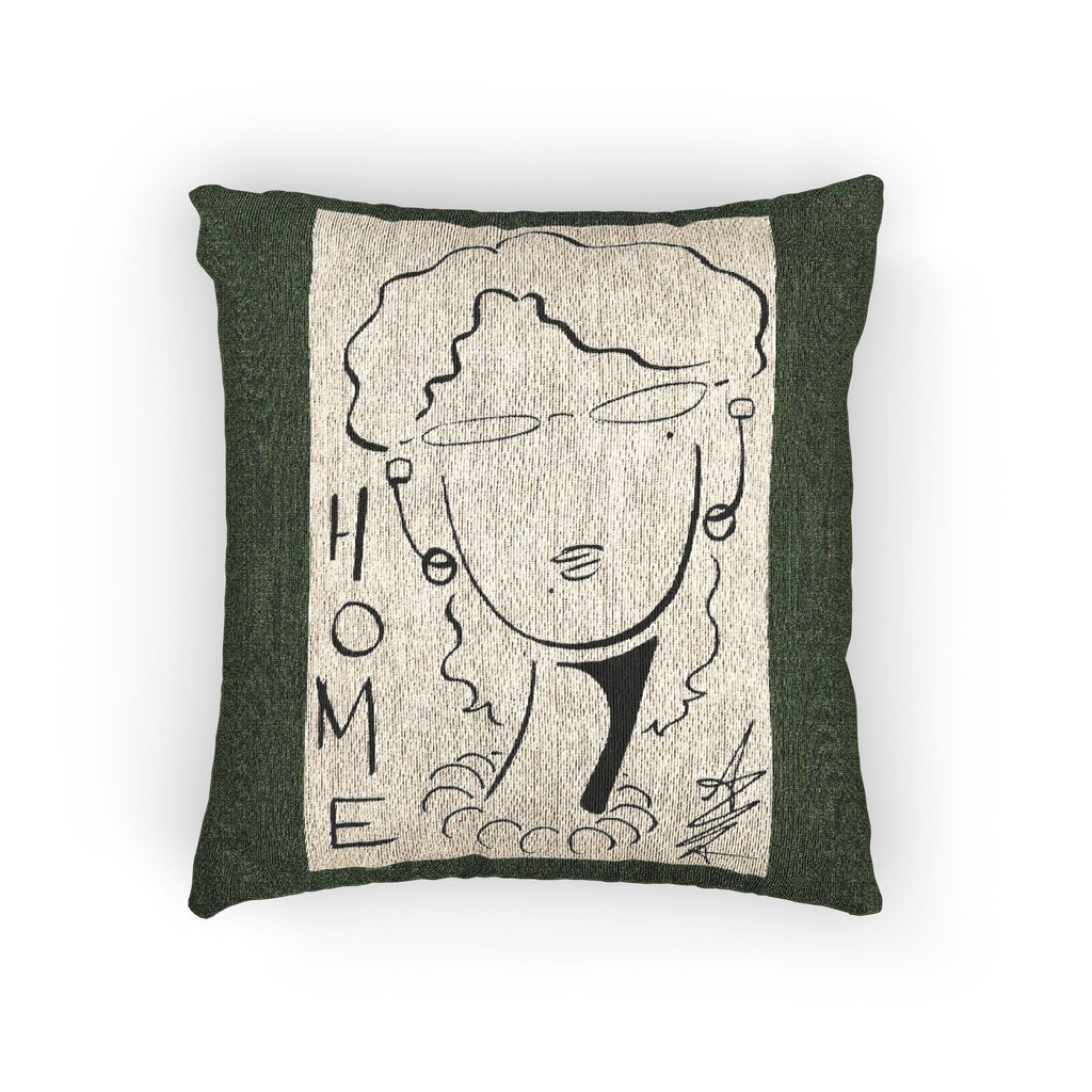 Original design, (The Framed Lady) series print on a Woven Pillow