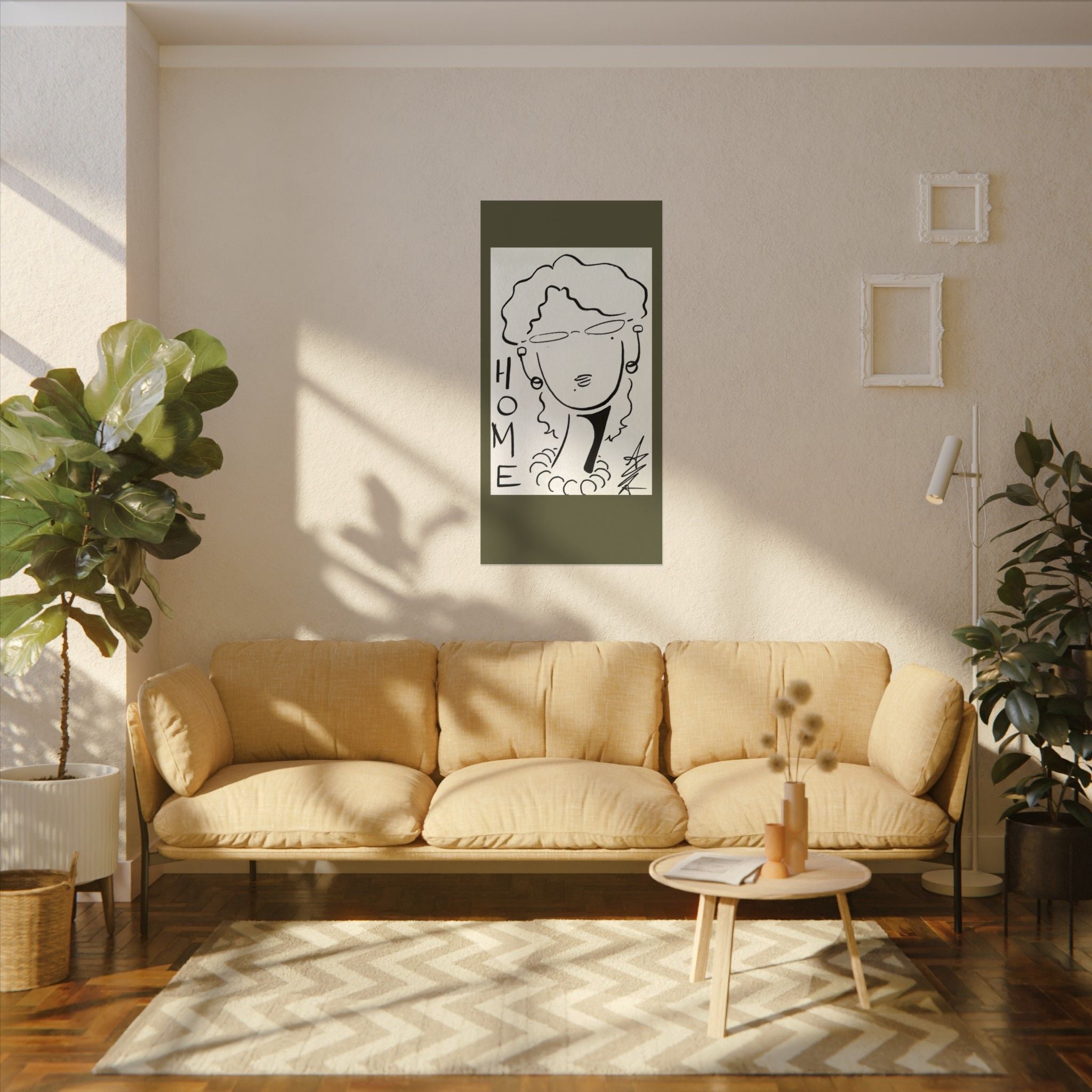Original artwork, (The Framed Lady)collection, Textured Watercolor Matte Posters